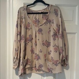 Rebecca Taylor Floral Blouse in Cream and Purple